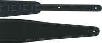 3.5″ Leather Bass Strap, black with white stitching, adjustable